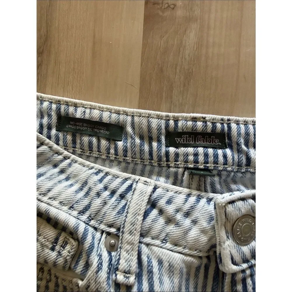 wild fable Striped Cargo Jeans in Light Blue and White - Picture 3 of 5